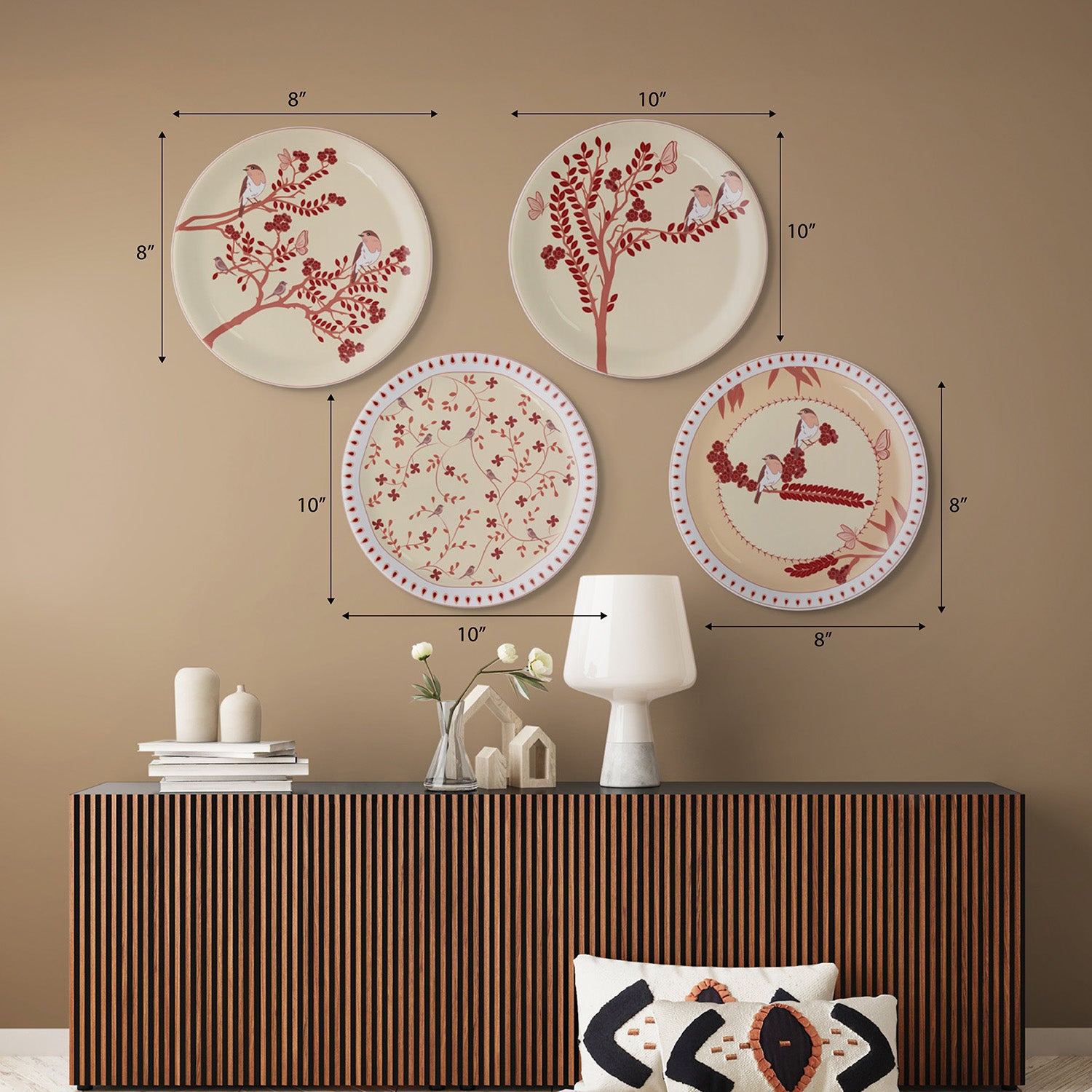 Nature-Inspired Art collage for Every Room plate Set of 4