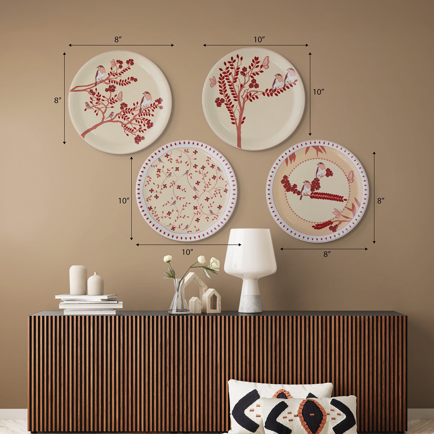 Nature-Inspired Art collage for Every Room plate Set of 4