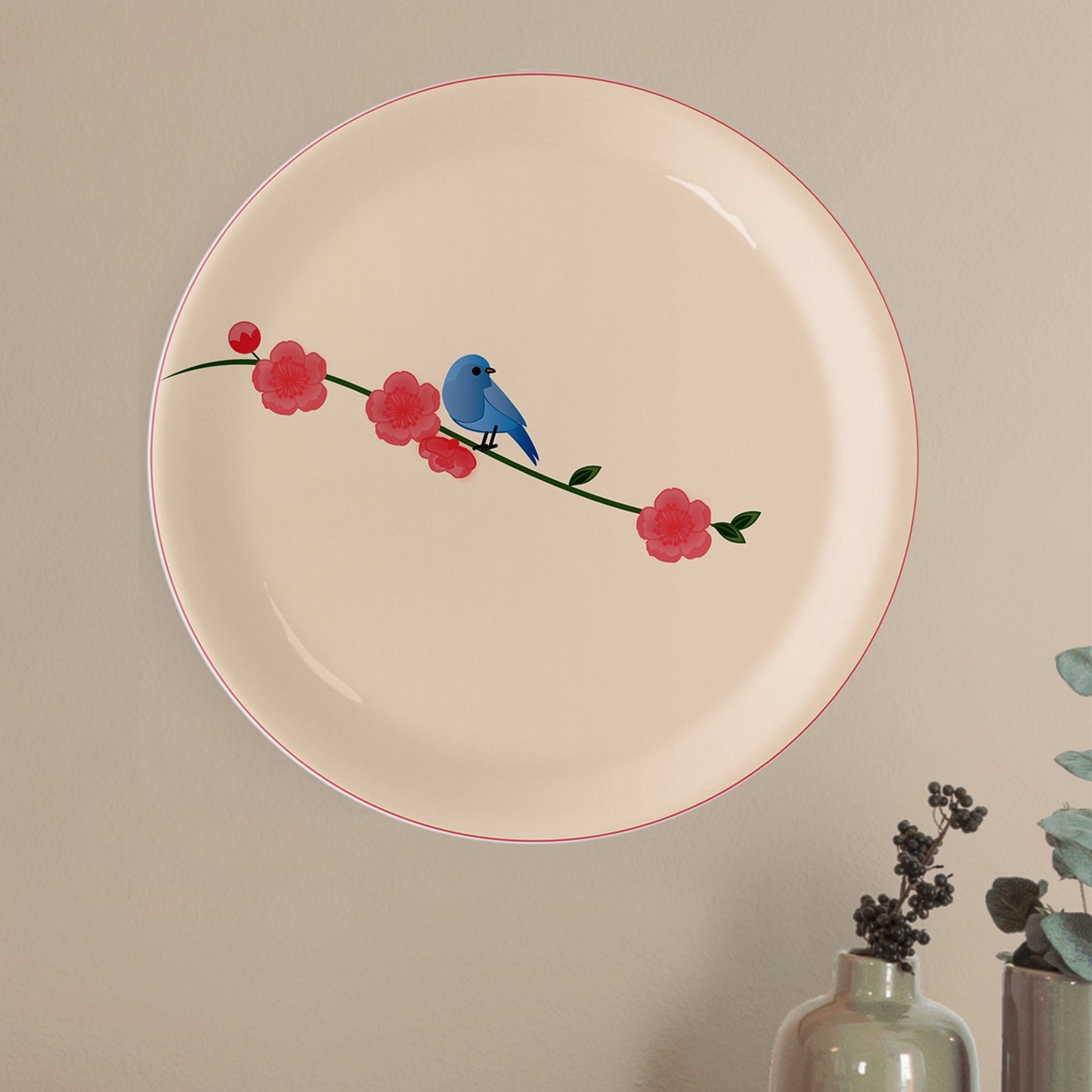 Nature Art for Every Corner cherry blossom bird porcelain plate