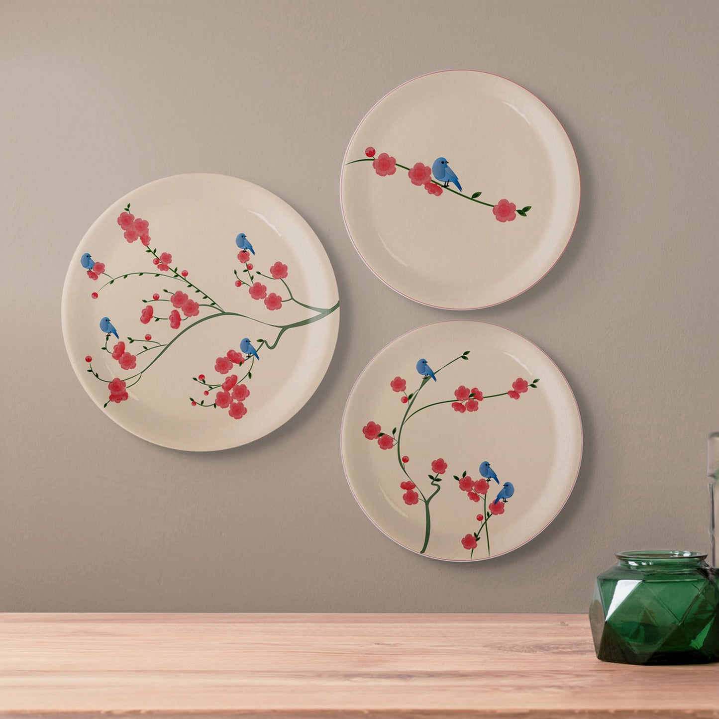 Nature Art for Every collage porcelain Wall Plates Set of 3