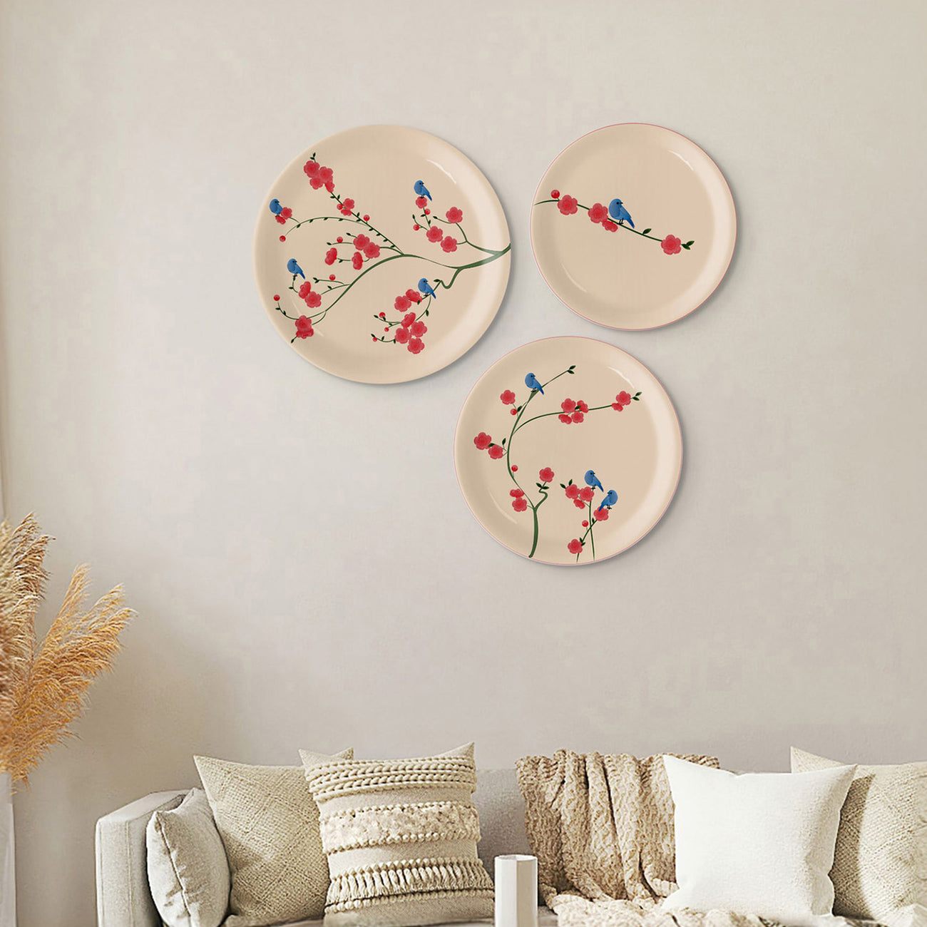 Nature Art for Every Corner cherry blossom bird porcelain plate