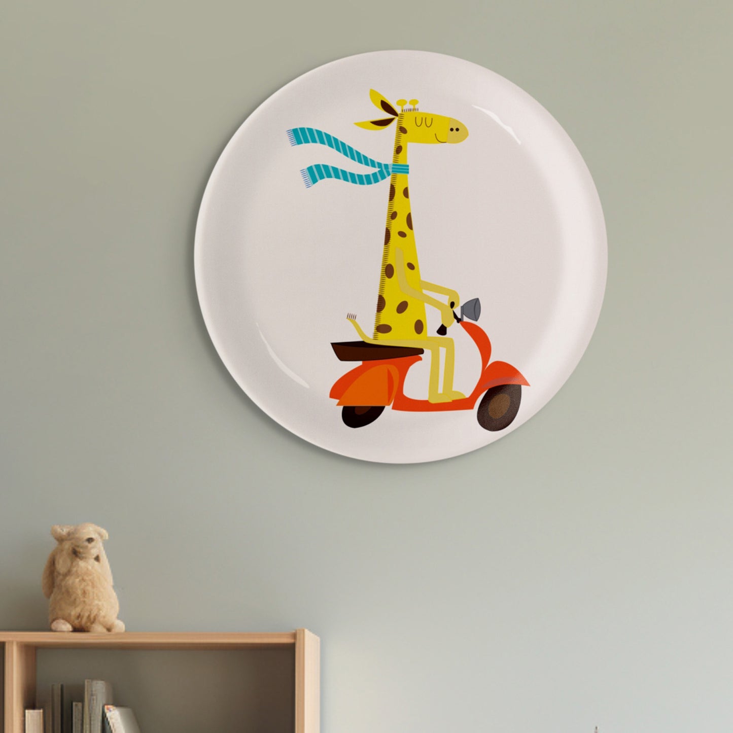 Playful Art for Kids' Rooms Girrafe porcelain plate