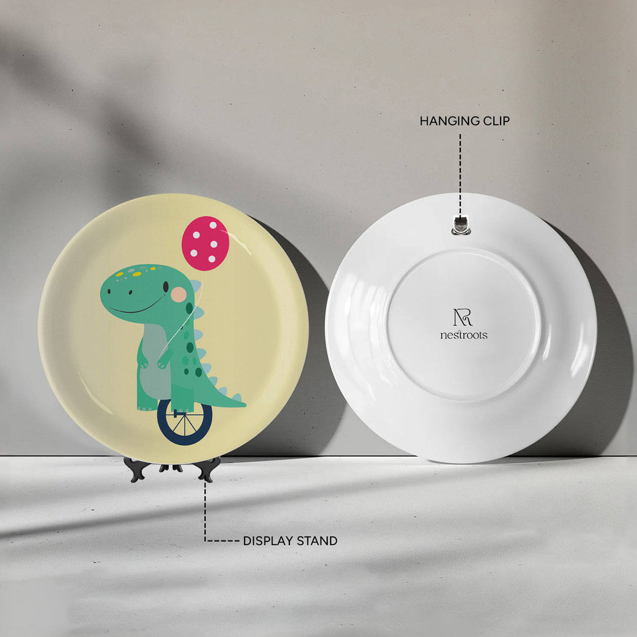 Playful Art for Kids' Rooms Dino porcelain plate