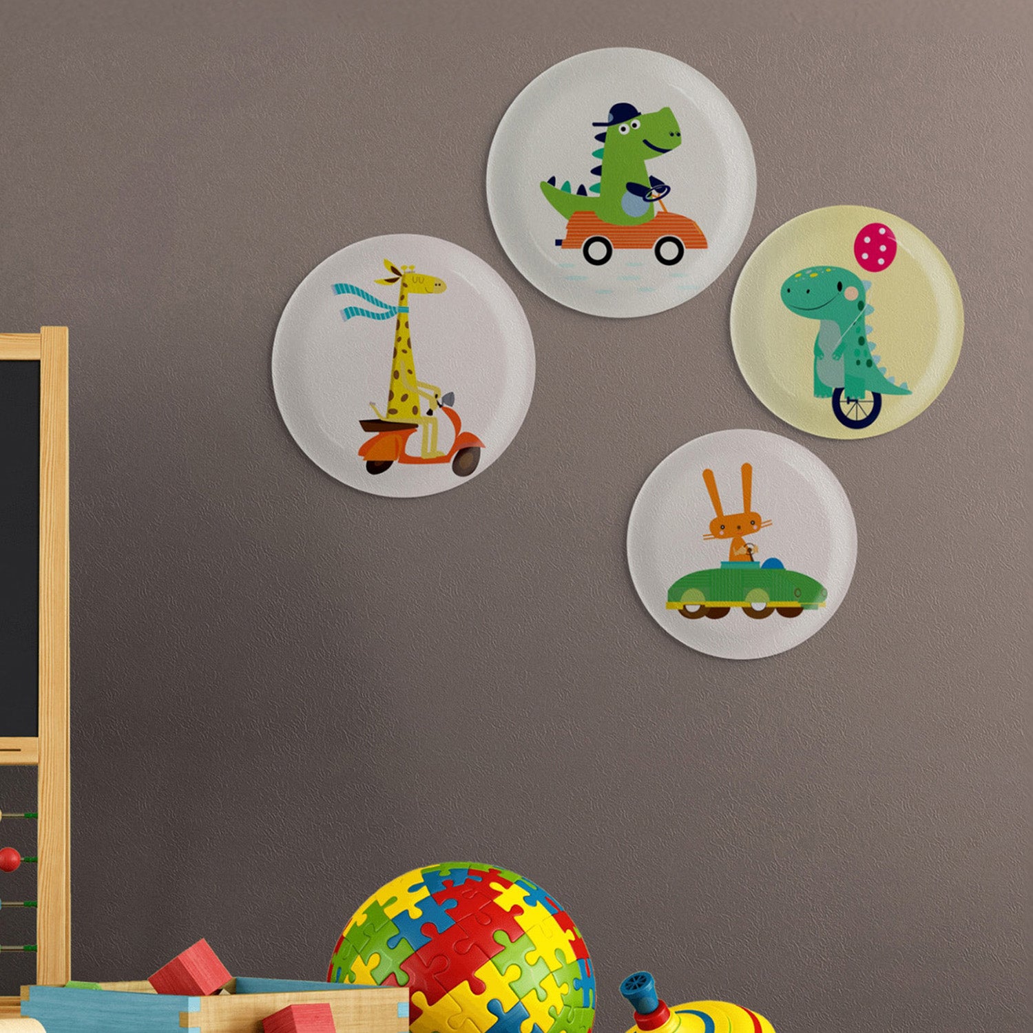 Playful Art for Kids' Rooms Dino porcelain plate