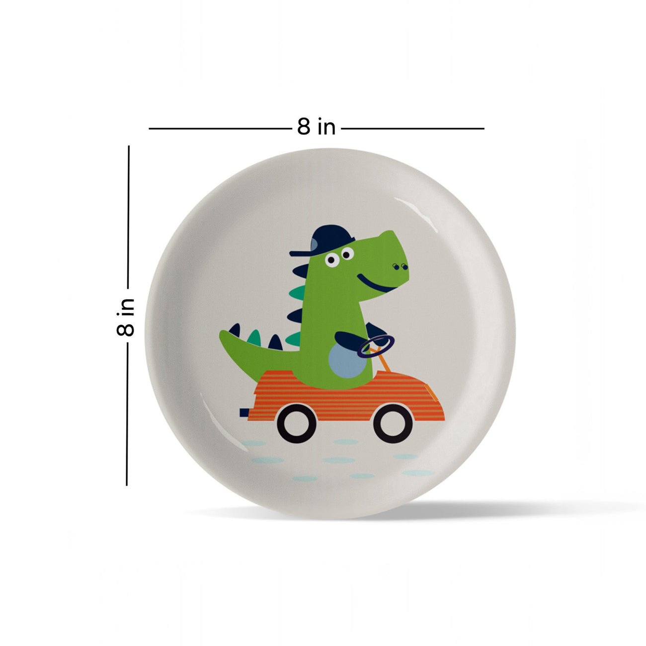 Playful Art for Kids' Rooms Dino car porcelain plate