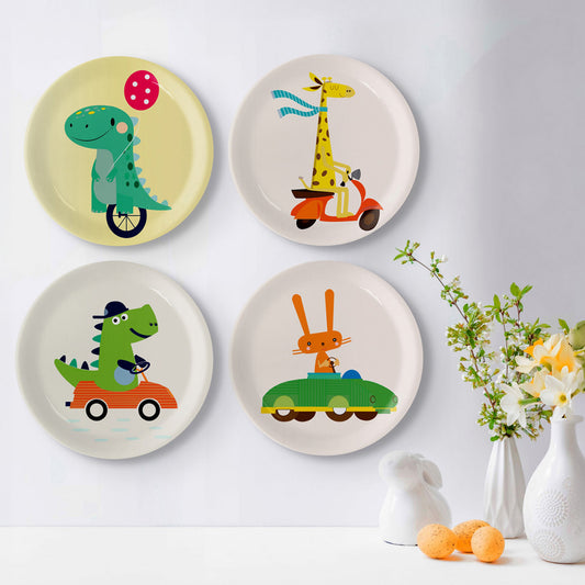 Playful Art for Kids' Rooms collage porcelain Wall Plates Set of 4