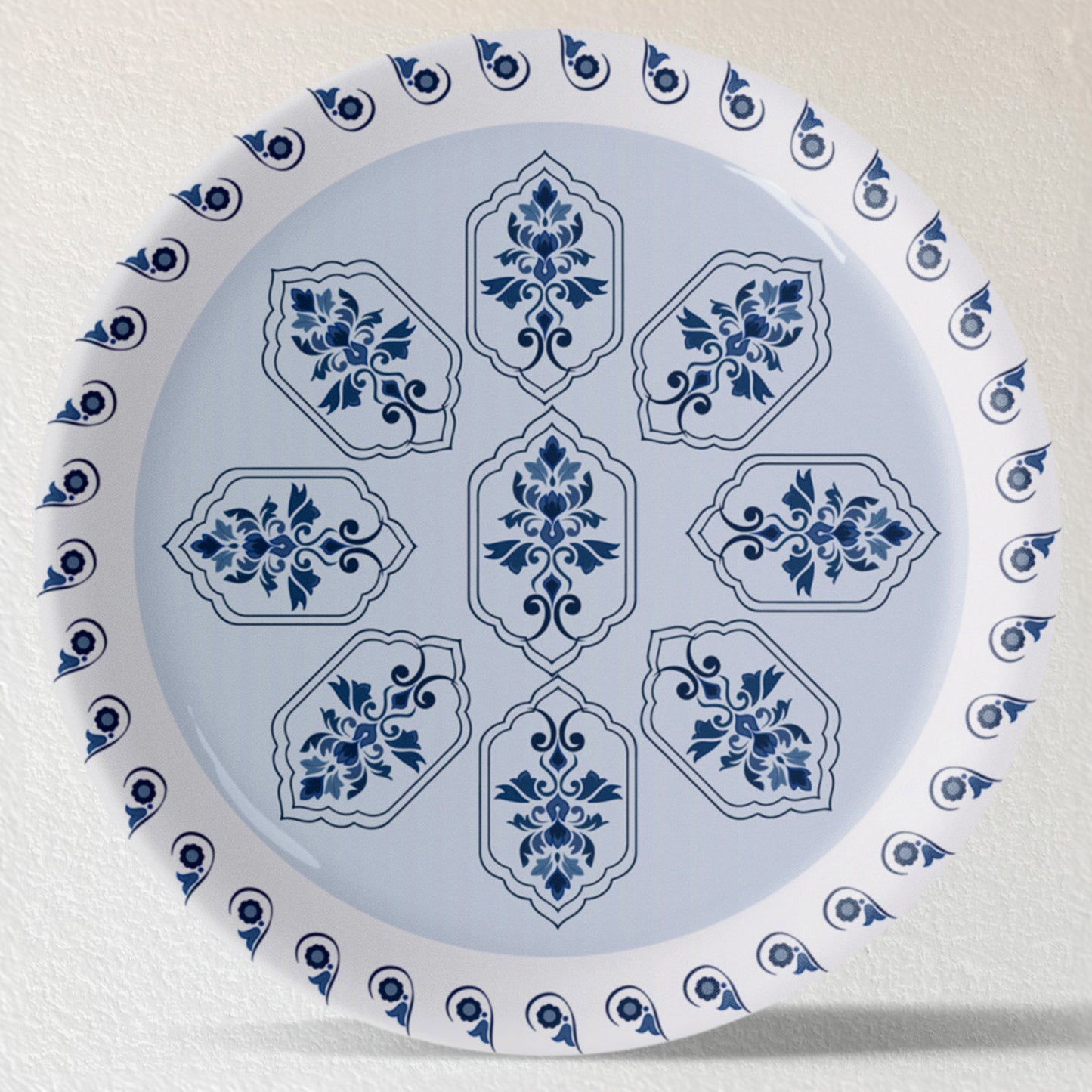 Abstract Geometry in Everyday Art Blue Pottery Inspired plate