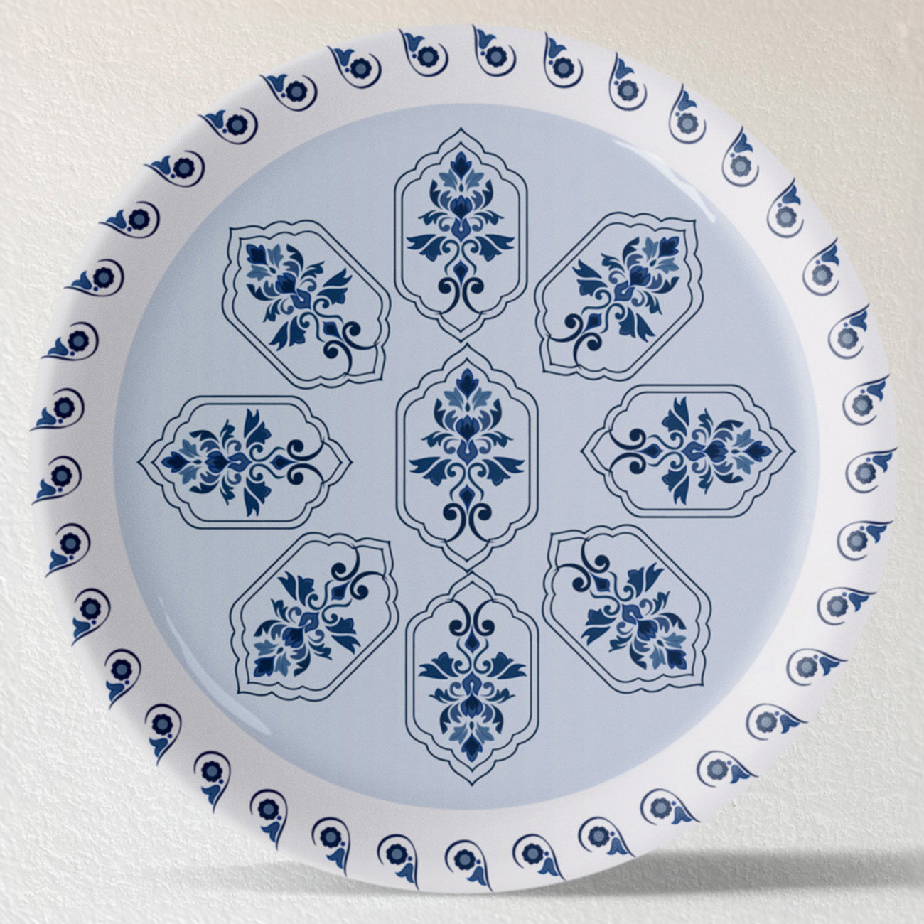 Abstract Geometry in Everyday Art Blue Pottery Inspired plate