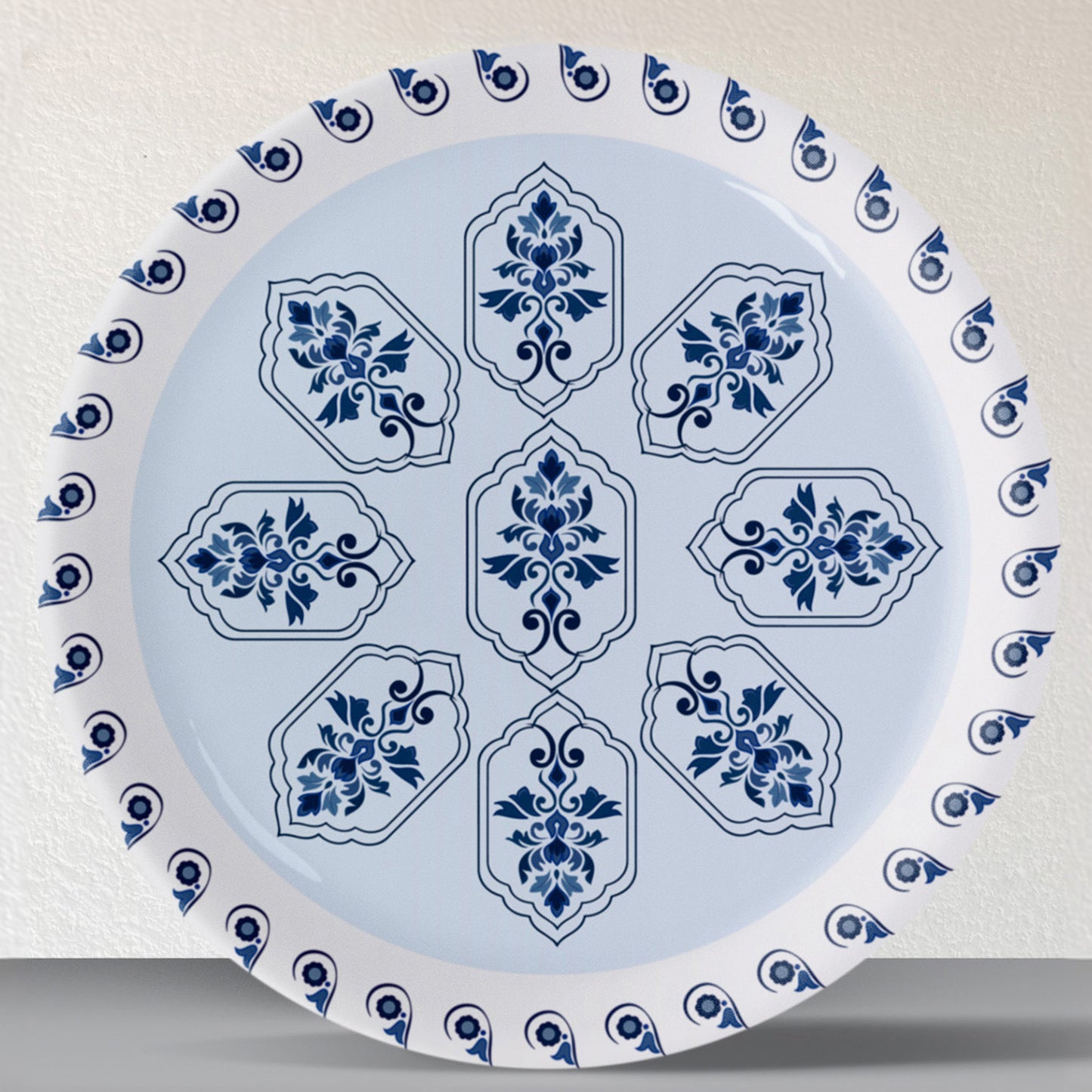 Abstract Geometry in Everyday Art Blue Pottery Inspired plate