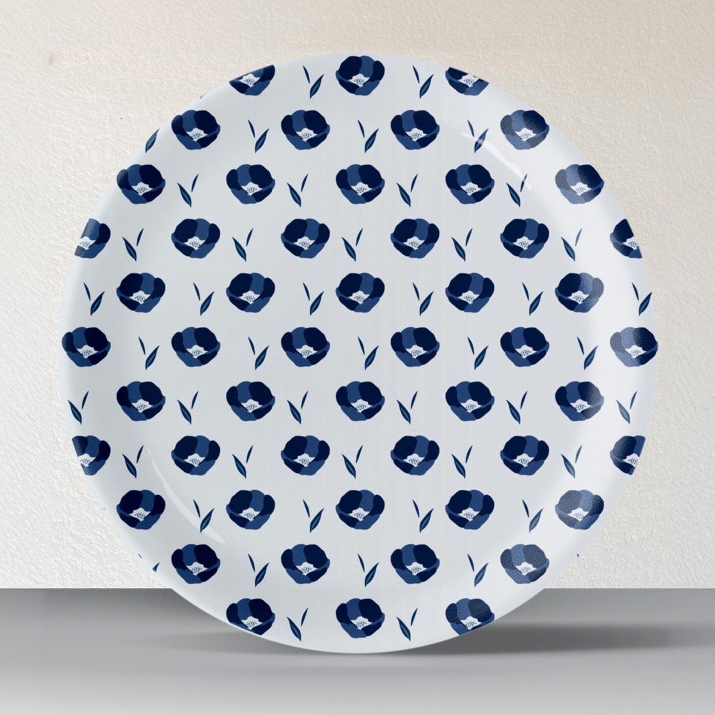 Abstract Geometry in Everyday Art Blue Pottery Inspired geometry floral plate