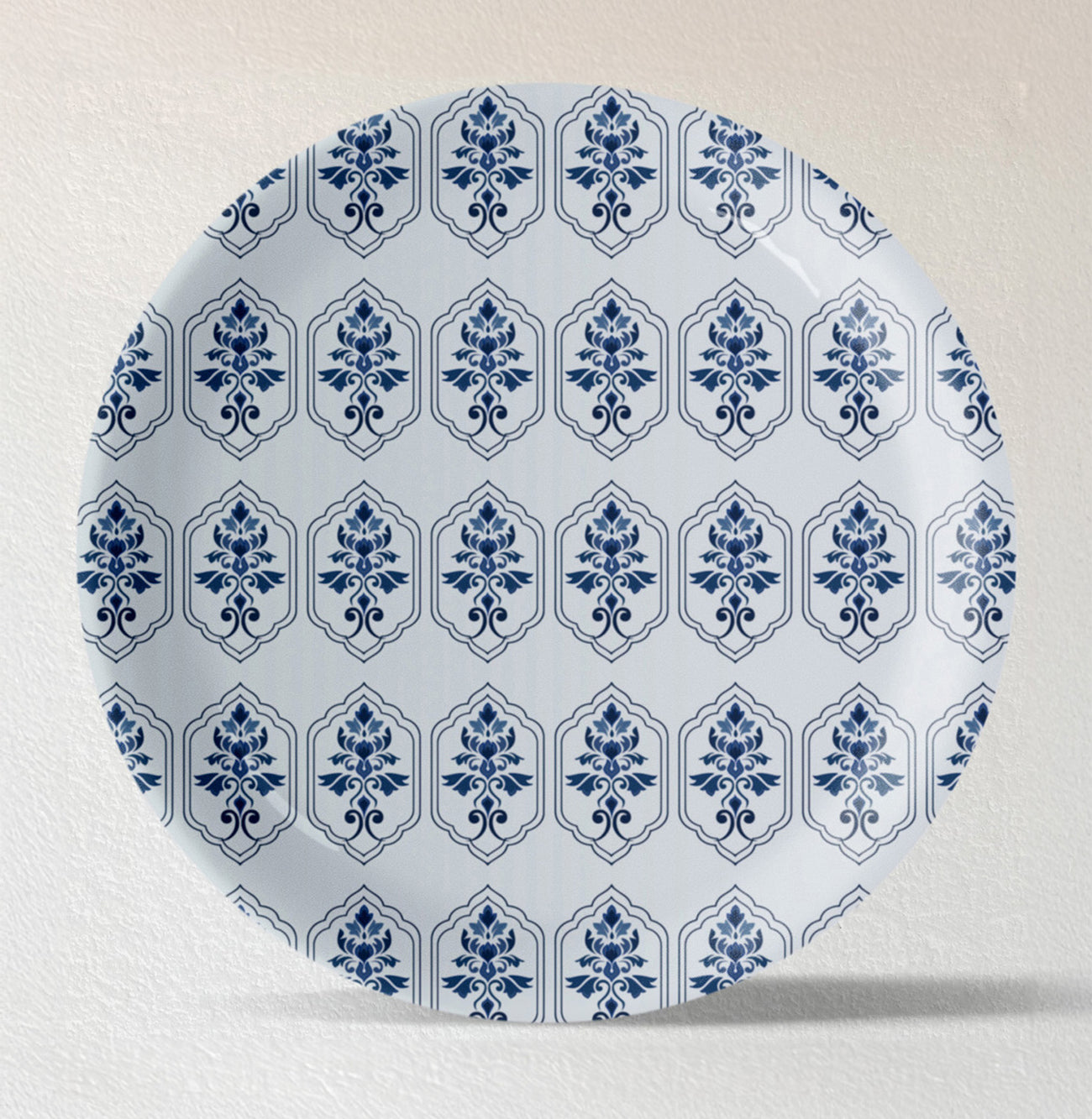 Abstract Geometry in Everyday Art Blue Pottery Inspired jaali floral plate