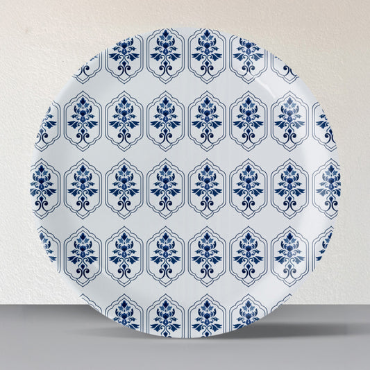 Abstract Geometry in Everyday Art Blue Pottery Inspired jaali floral plate