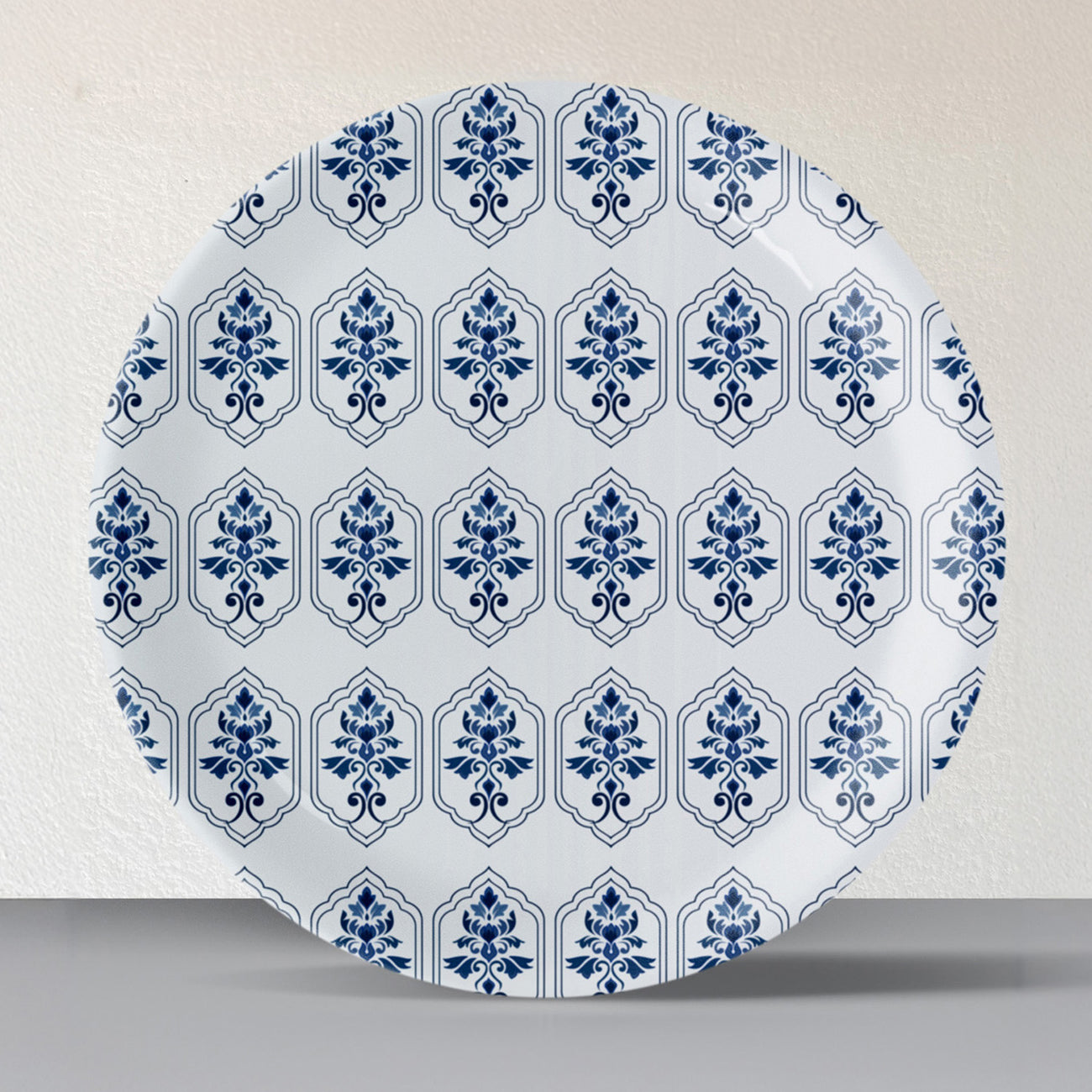 Abstract Geometry in Everyday Art Blue Pottery Inspired jaali floral plate