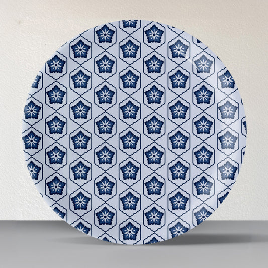 Abstract Geometry in Everyday Art Blue Pottery Inspired jaali symmetry floral plate