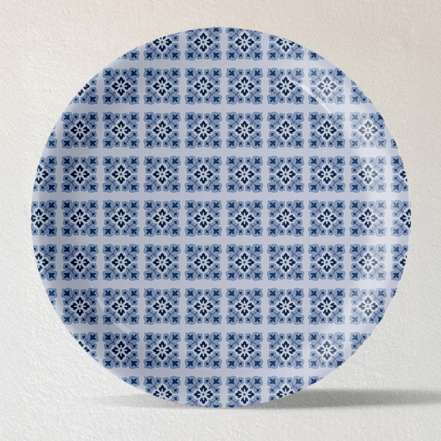 Abstract Geometry in Everyday Art Blue Pottery Inspired circular geometry plate