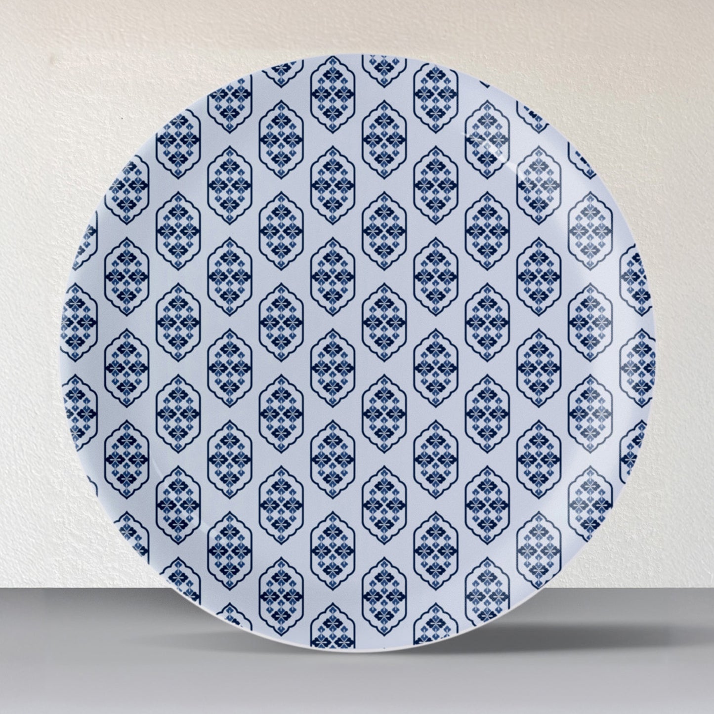 Abstract Geometry in Everyday Art Blue Pottery Inspired buta geometry plate