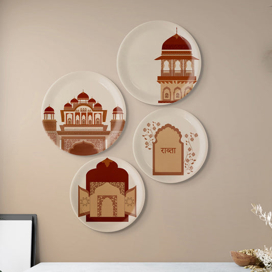 Opulence and Hospitality in Palaces collage porcelain Wall Plates Set of 4