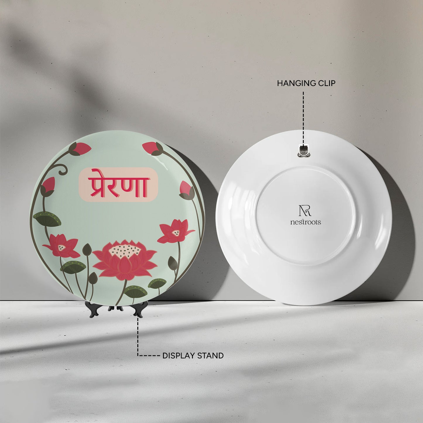 Lotus: Symbol of Beauty and Purity Devnagiri Text Prerna plate