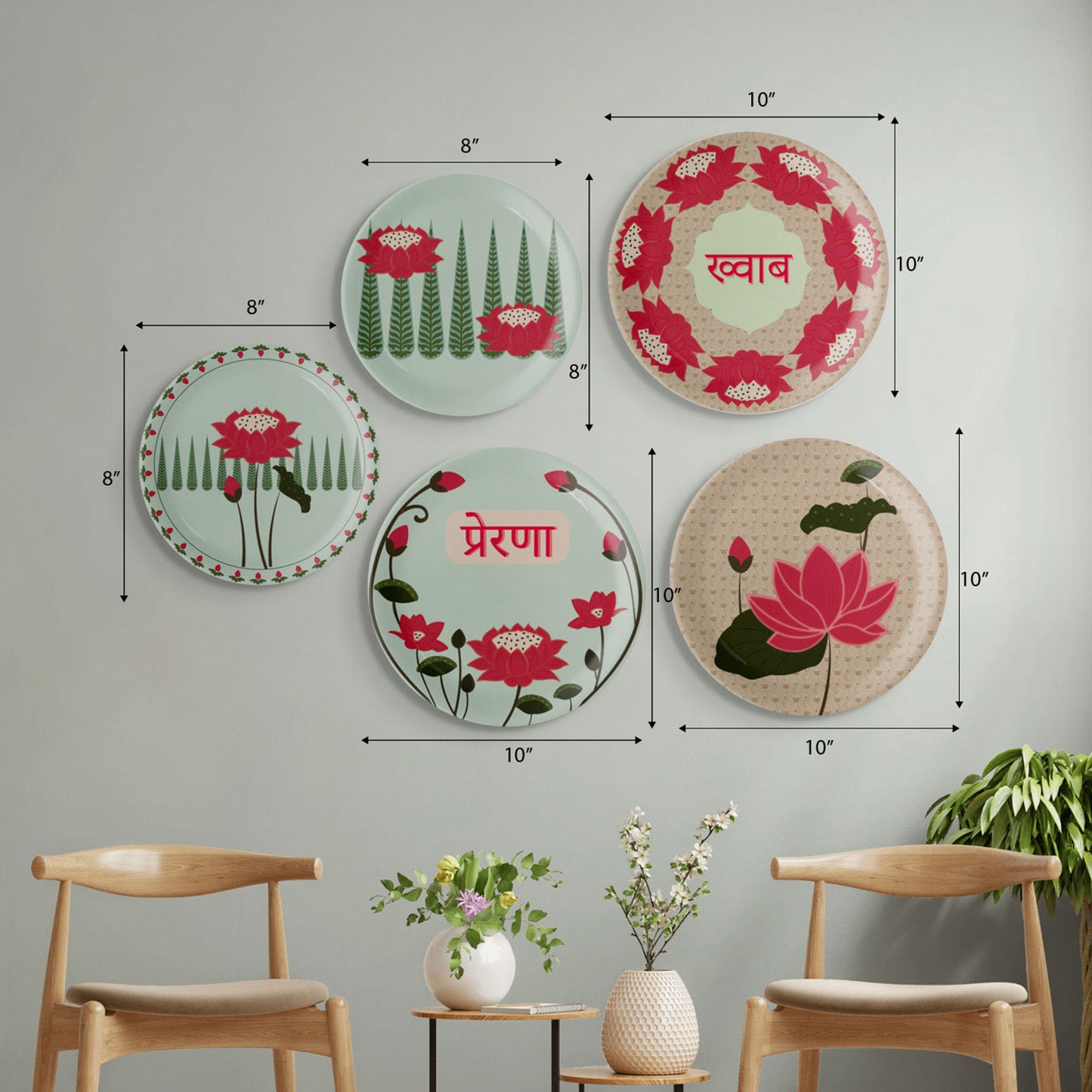 Lotus: Symbol of Beauty and Purity collage Wall Plates Set of 5