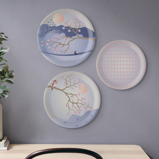 Spring-Inspired Art for Serene Spaces collage porcelain plate Set of 3