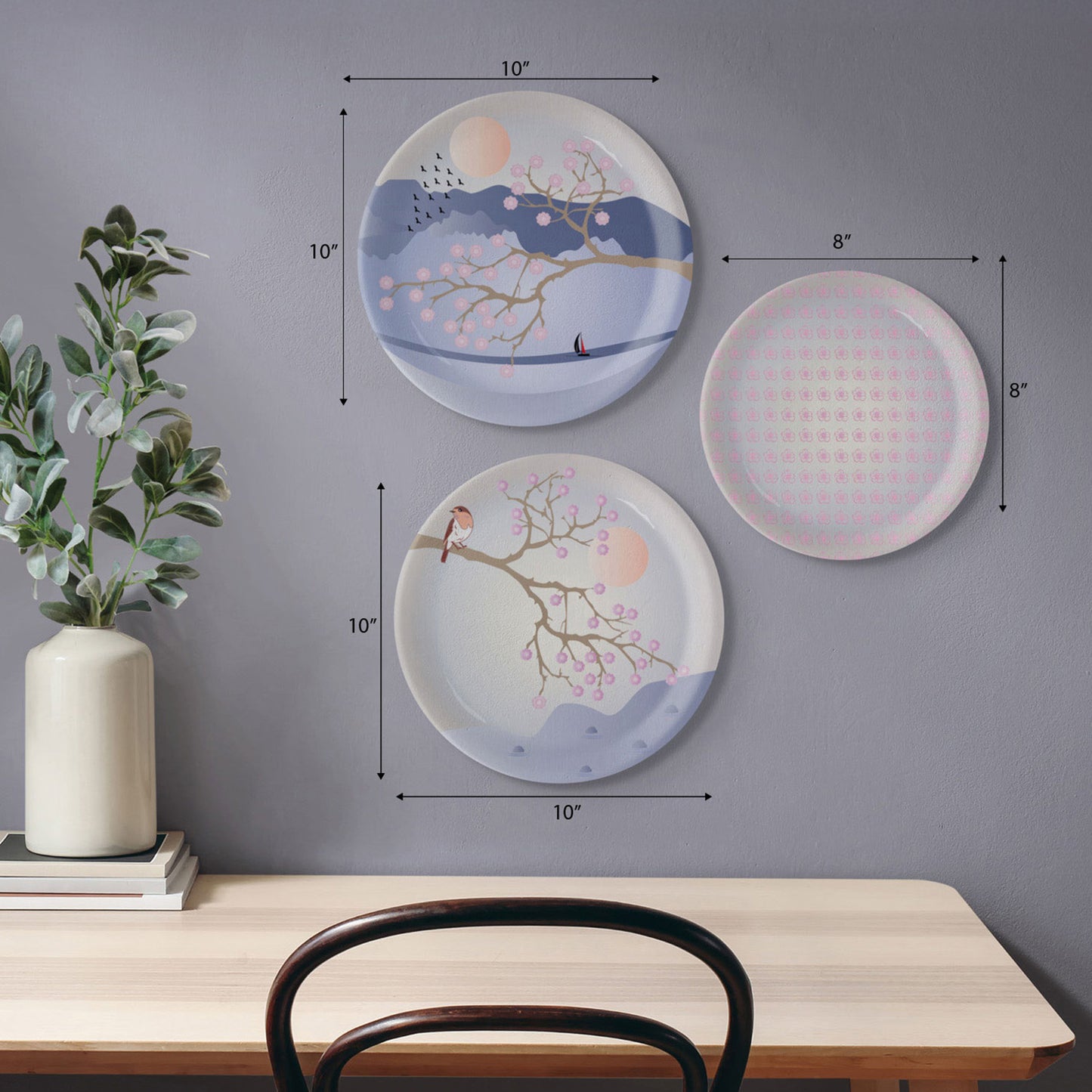 Spring-Inspired Art for Serene Spaces collage porcelain Wall Plate Set of 3