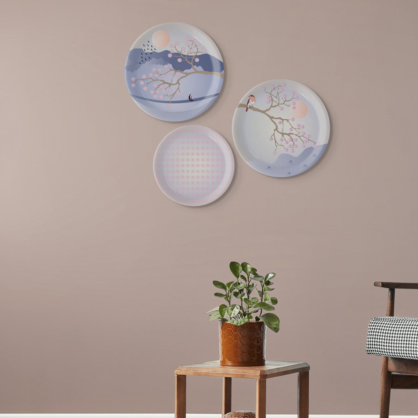 Spring-Inspired Art for Serene Spaces collage porcelain Wall Plate Set of 3