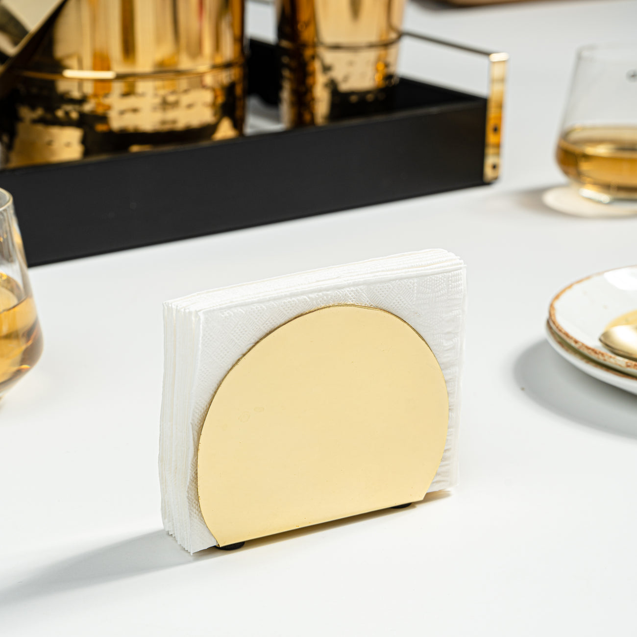 Gleam Round Napkin Holder - Gold