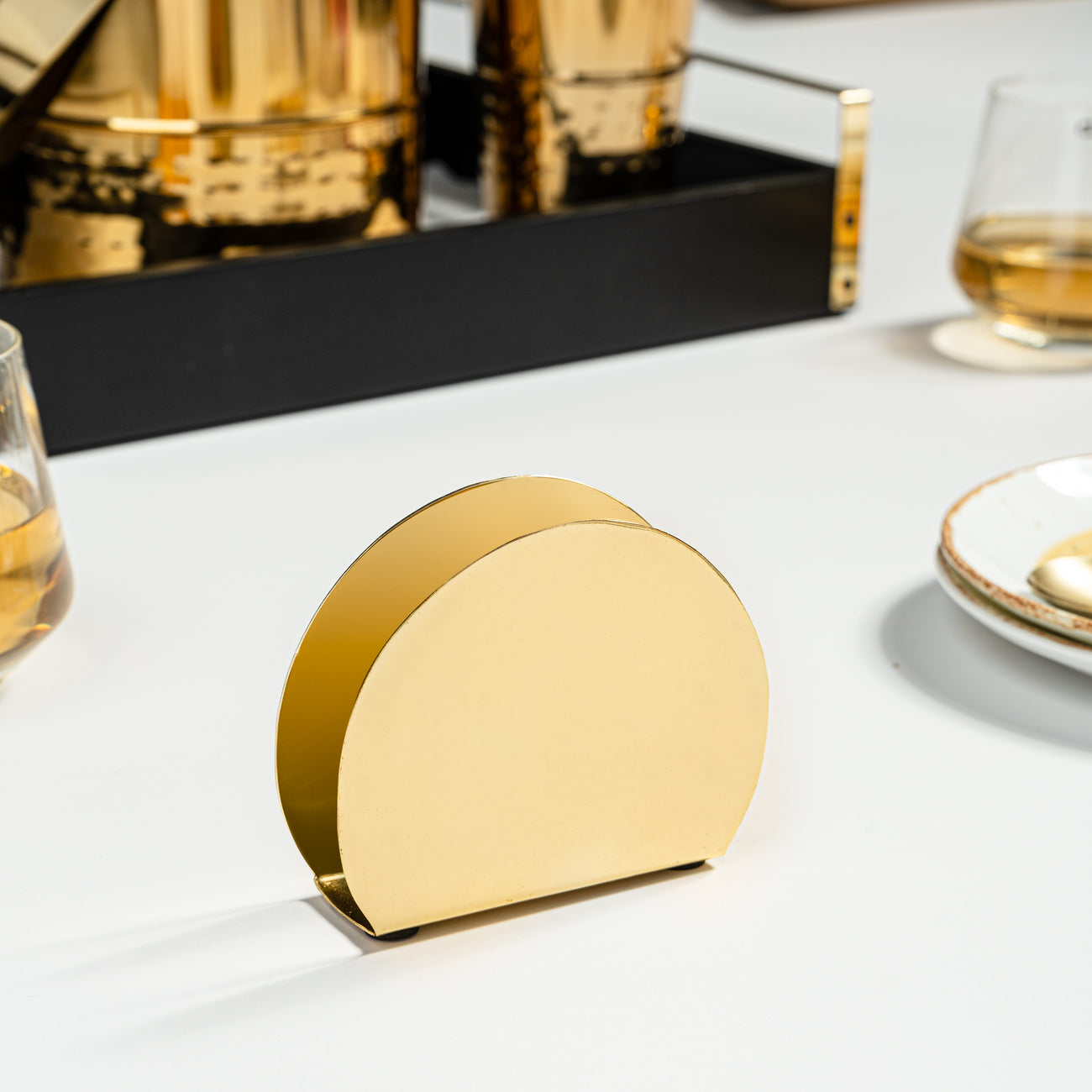 Gleam Round Napkin Holder - Gold