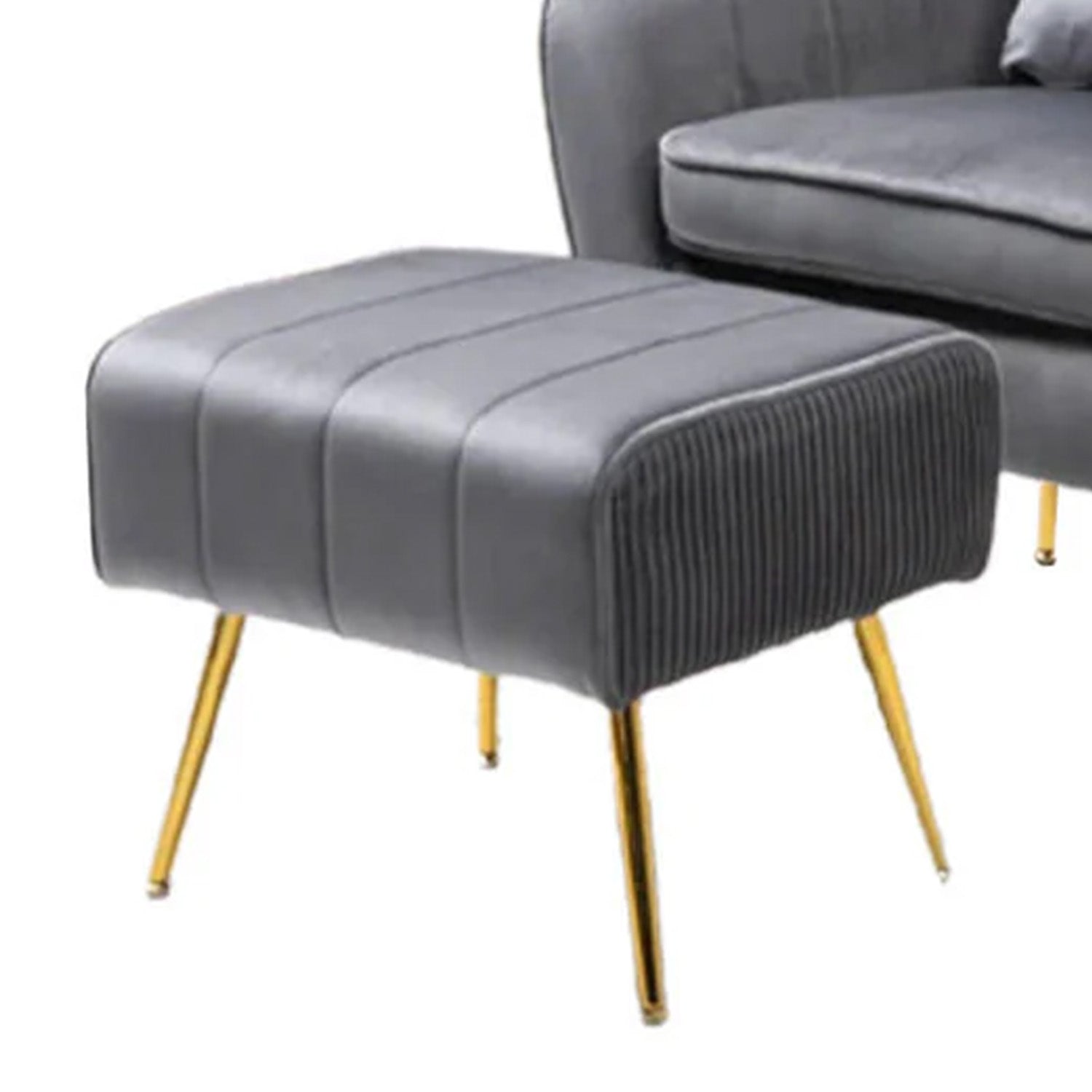 Online Buy Velvet Accent Chairs With Ottomans Footrest grey India Store