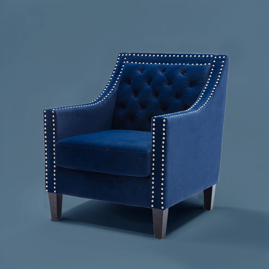 Buy Royal High-Back Velvet Accent Chair Blue Online