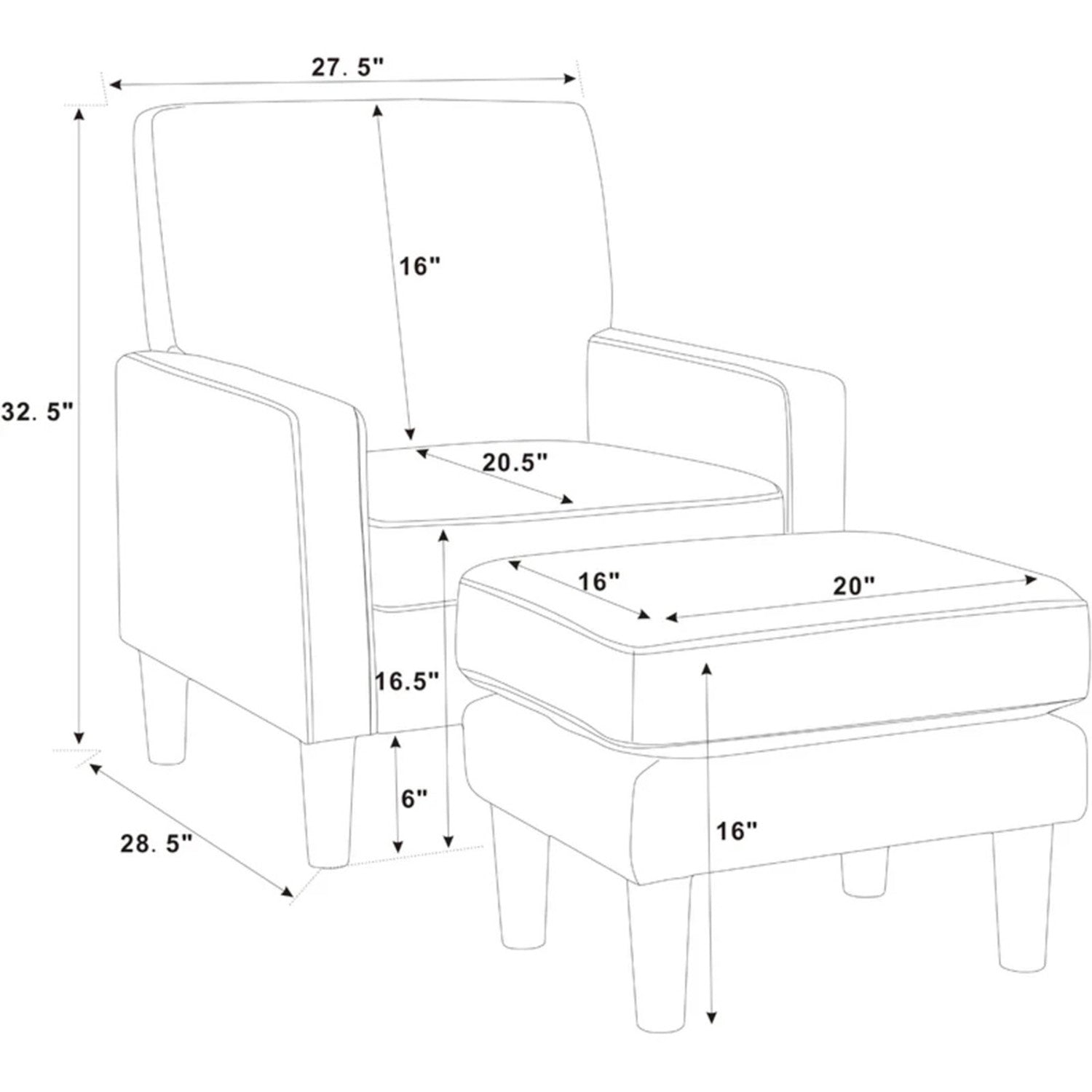 Shop Now Chairs With Ottoman Footrest Grey Online