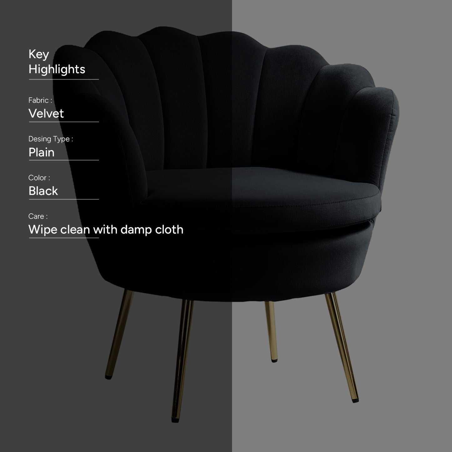 Shop Now Velvet Chair Black Online