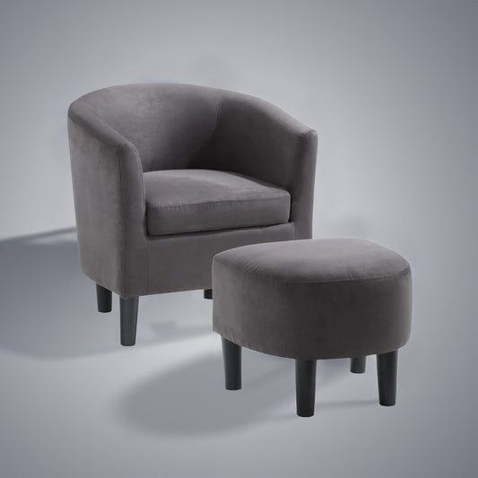 Buy Sleek Accent Chairs With Ottomans Footrest Grey Online