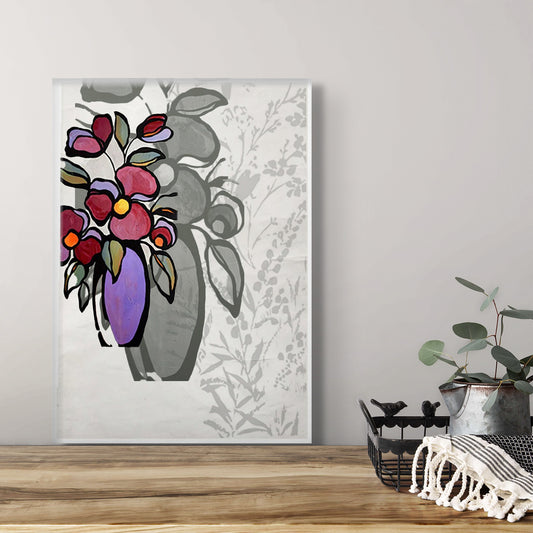 Elegant Flower Vase Canvas Art Abstract Painting