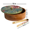 Allure Teak Wood Roti Box With Tong - Green