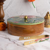 Allure Teak Wood Roti Box With Tong - Green