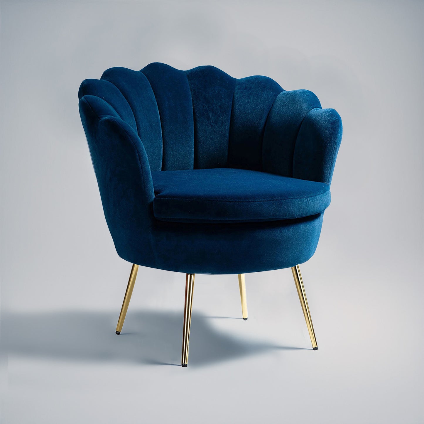 Velvet Floral Lounge Chair Blue