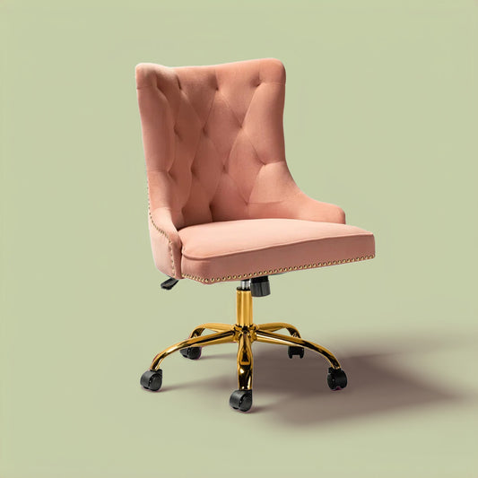 Boss Velvet Tufted Office Chair With Wheels Pink