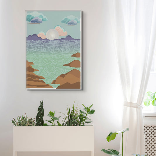 Tranquil Ocean Scene Canvas Art Print Wall Painting