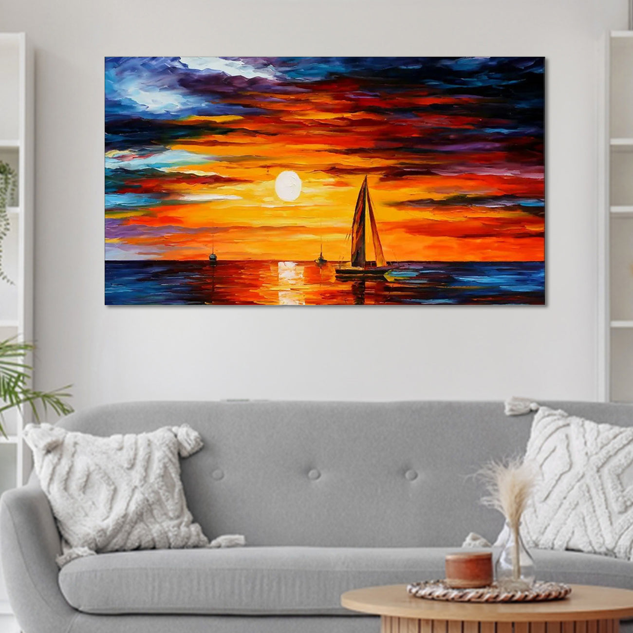 Sailboat Sundown Serenity Wall Art Painting