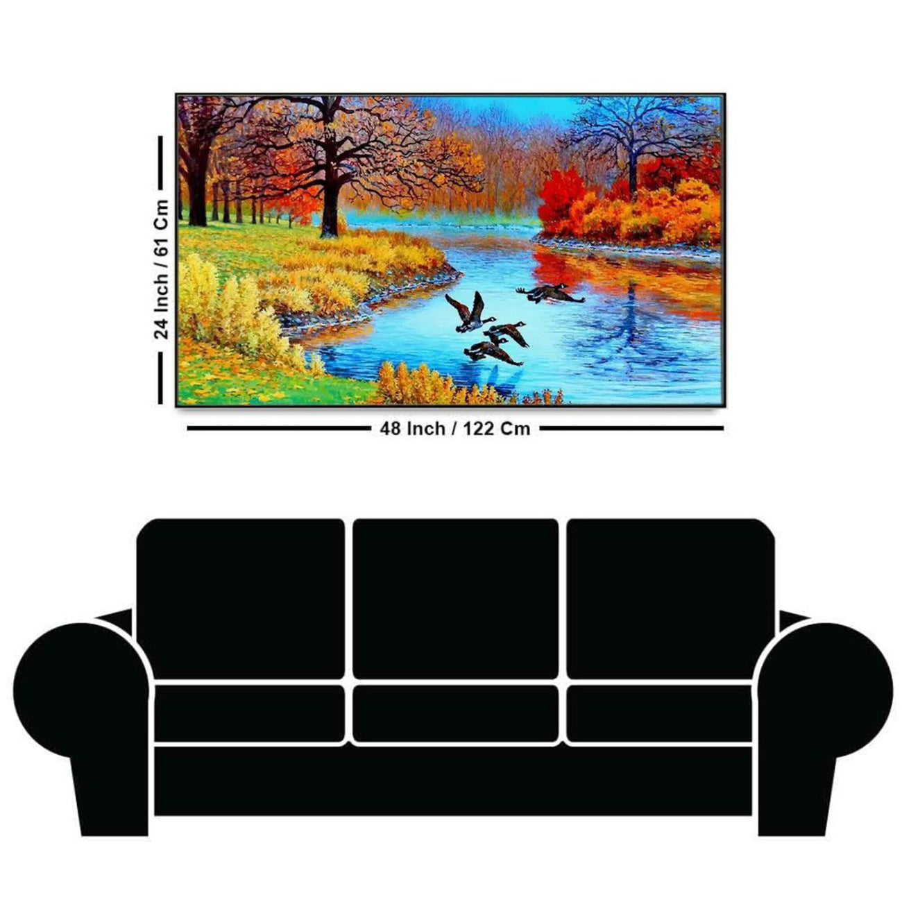 Graceful Ducks Over Serene River Wall Painting