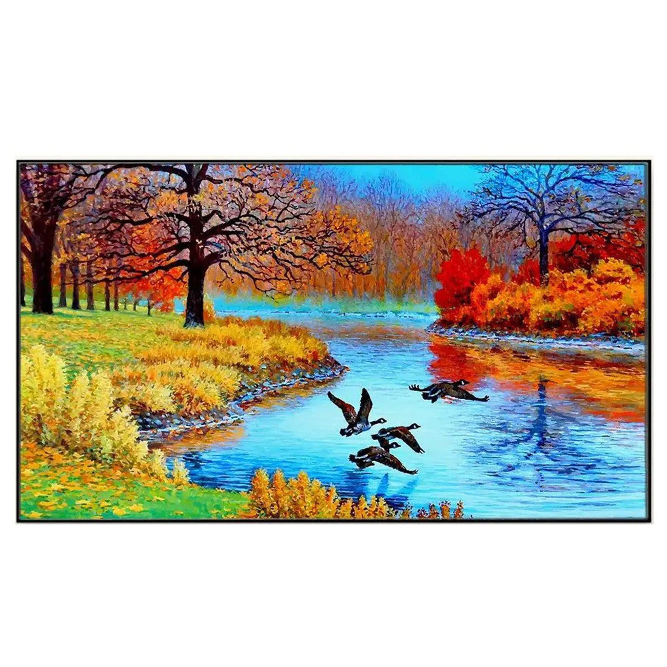 Graceful Ducks Over Serene River Wall Painting