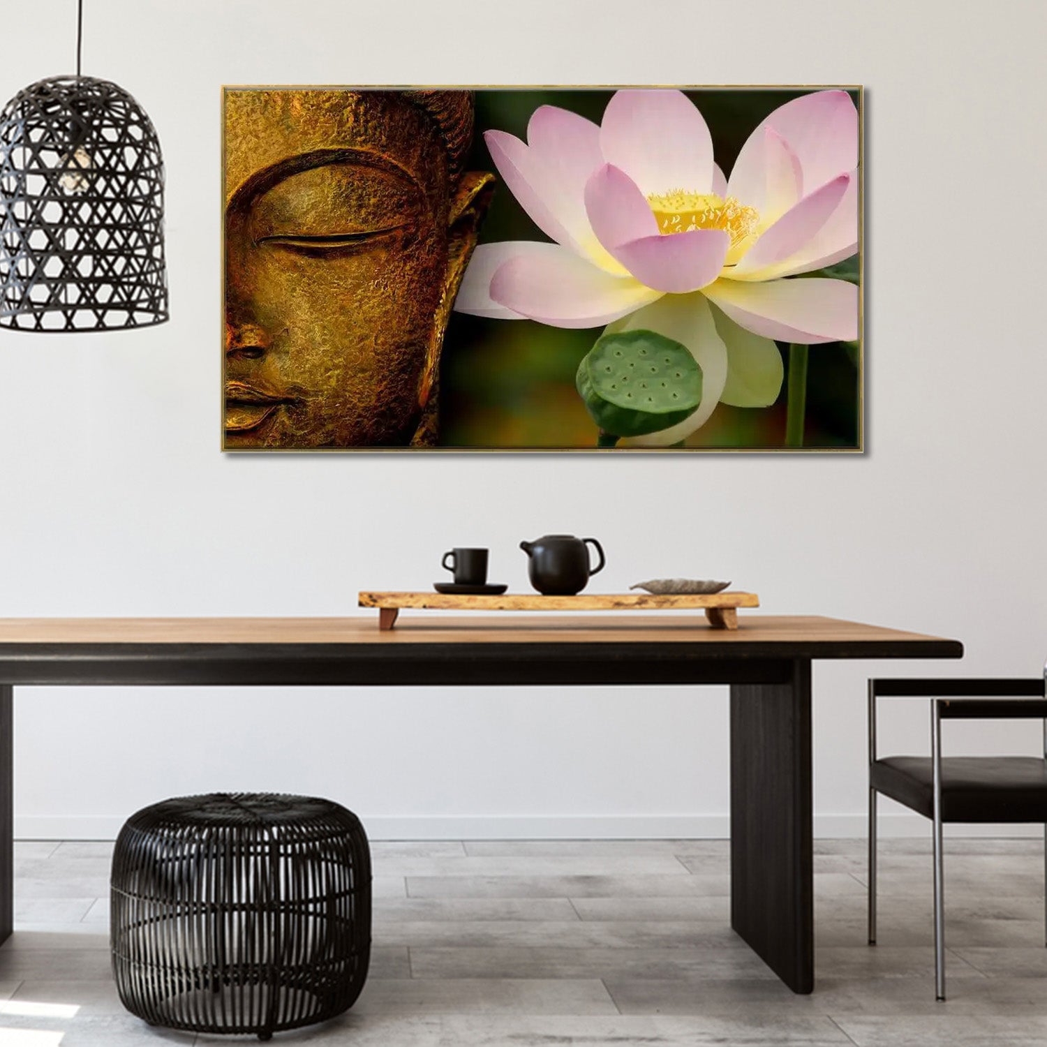 Tranquil Buddha and Lotus Wall Painting