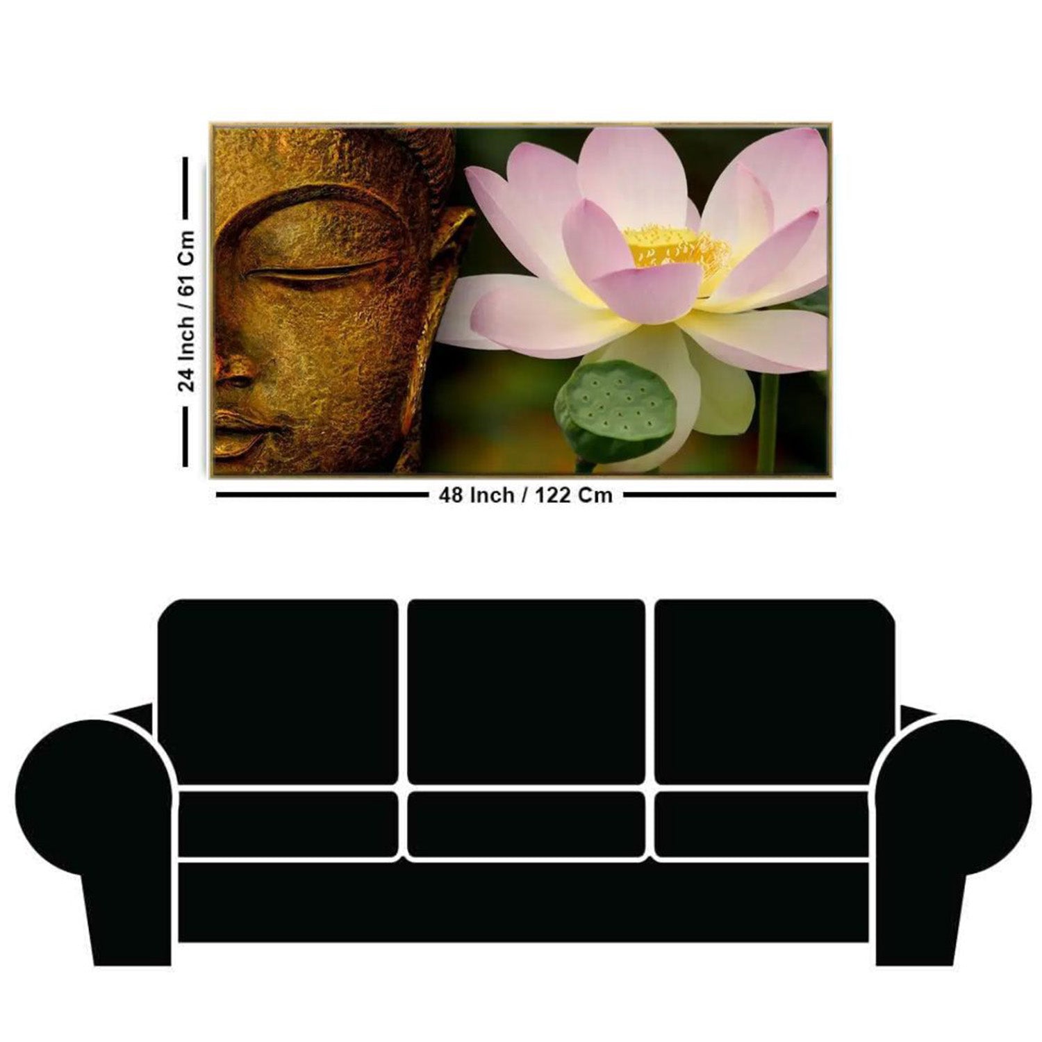 Tranquil Buddha and Lotus Wall Painting