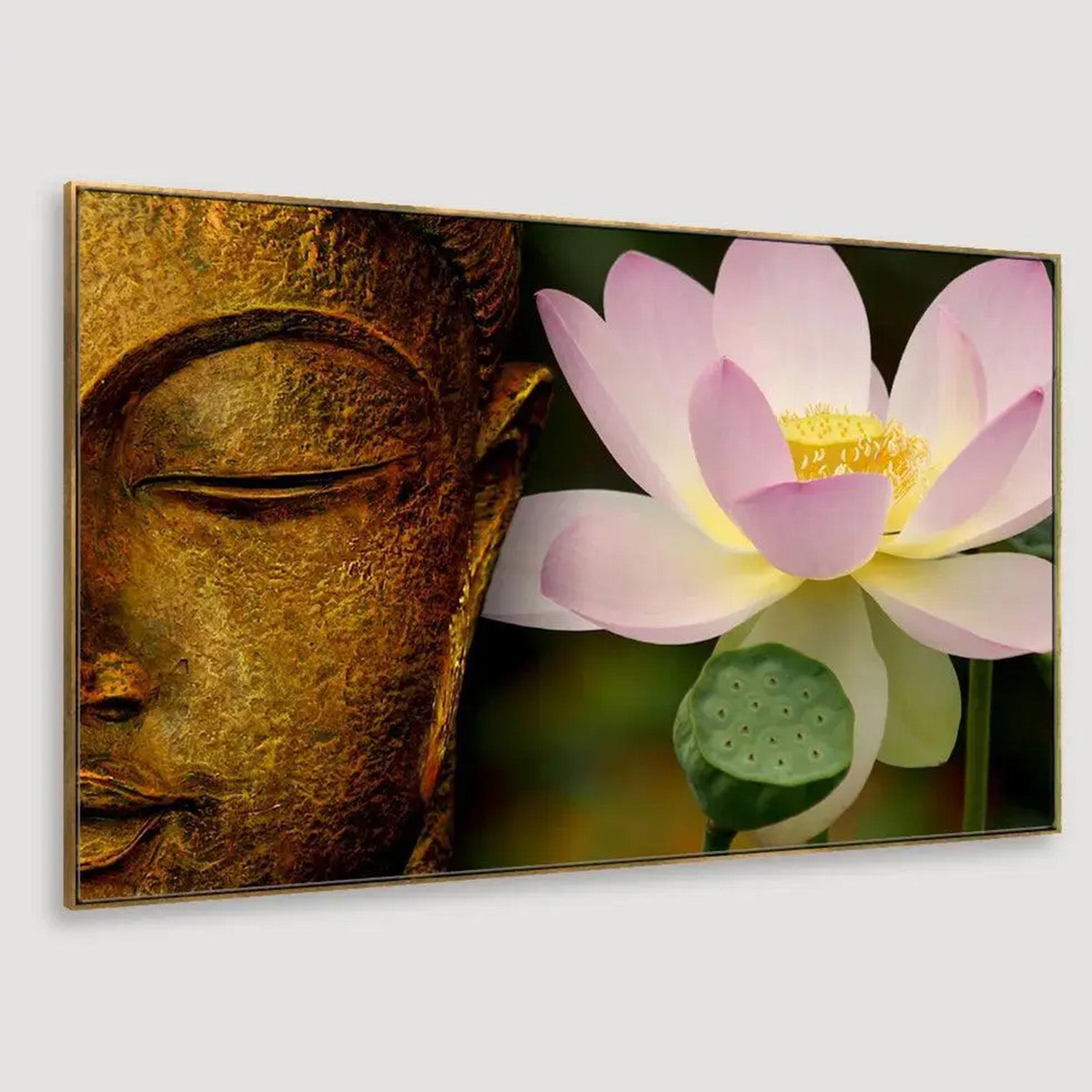 Tranquil Buddha and Lotus Wall Painting