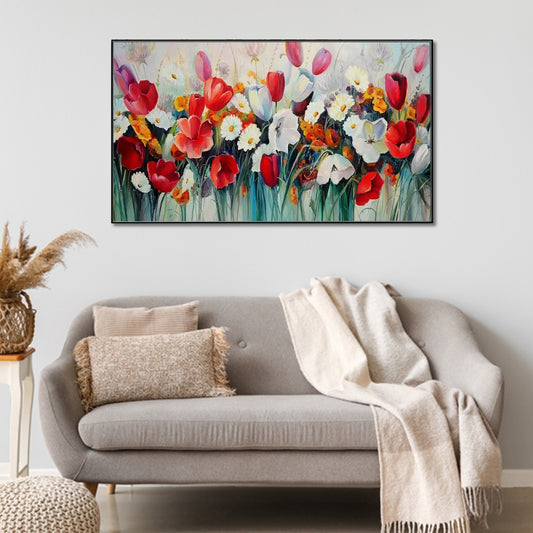Vibrant Floral Bouquet: Oil Wall Painting