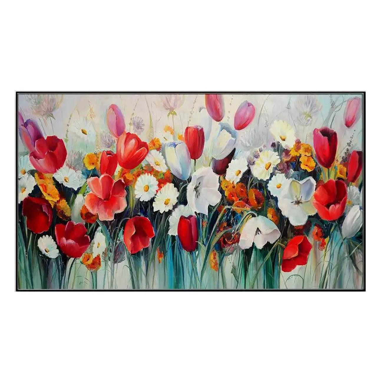 Vibrant Floral Bouquet: Oil Wall Painting