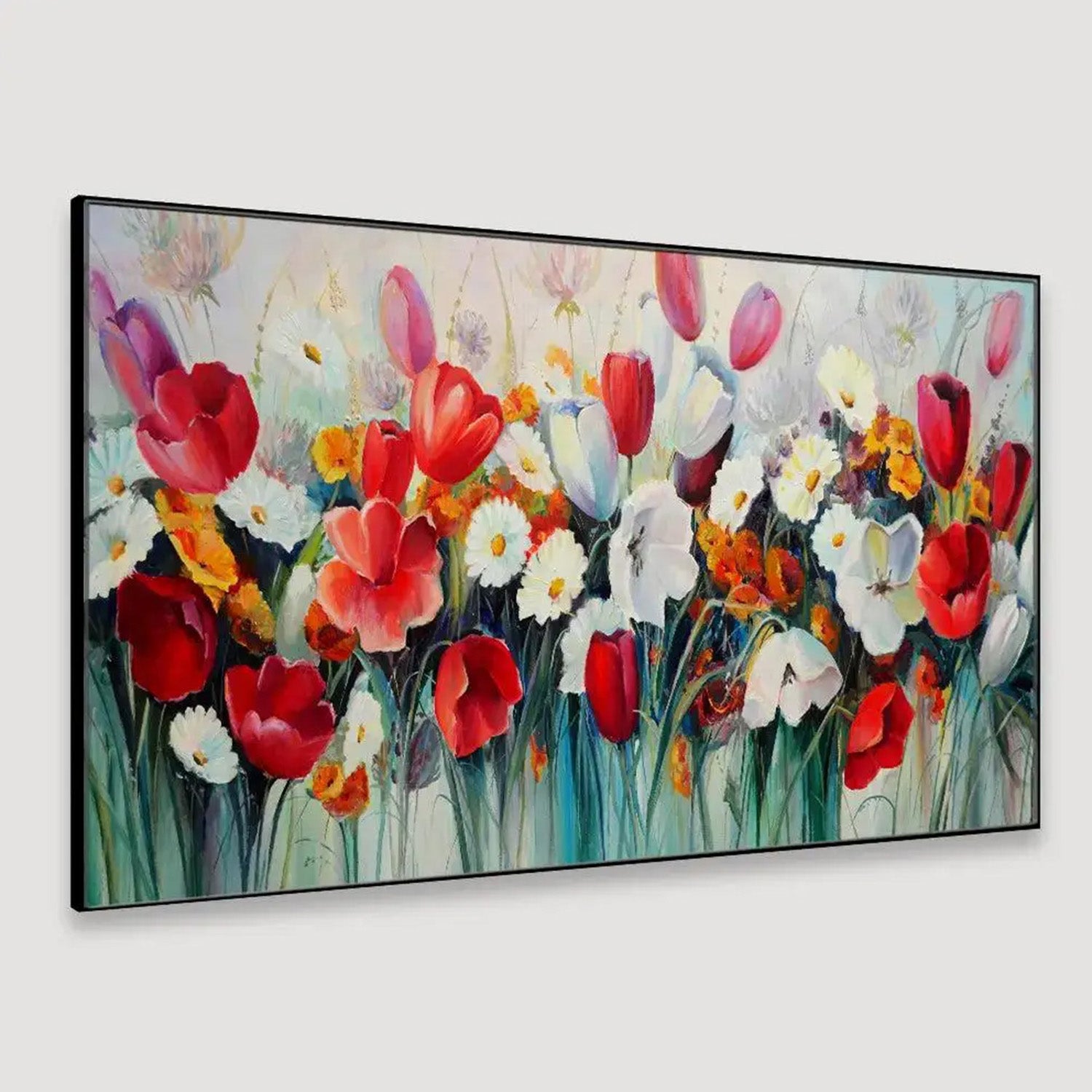 Vibrant Floral Bouquet: Oil Wall Painting