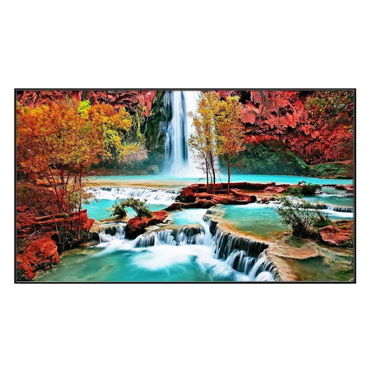 Desert Waterfall Amidst Vibrant Trees Wall Painting