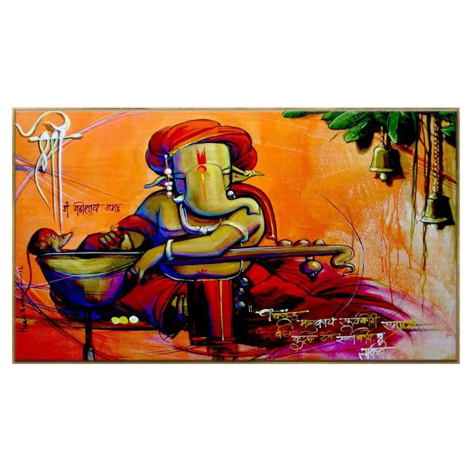 Graceful Hindu Deity: Vibrant Art Wall Painting